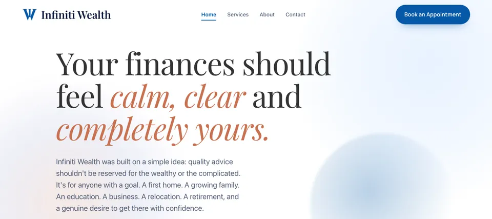 Infiniti Wealth website homepage